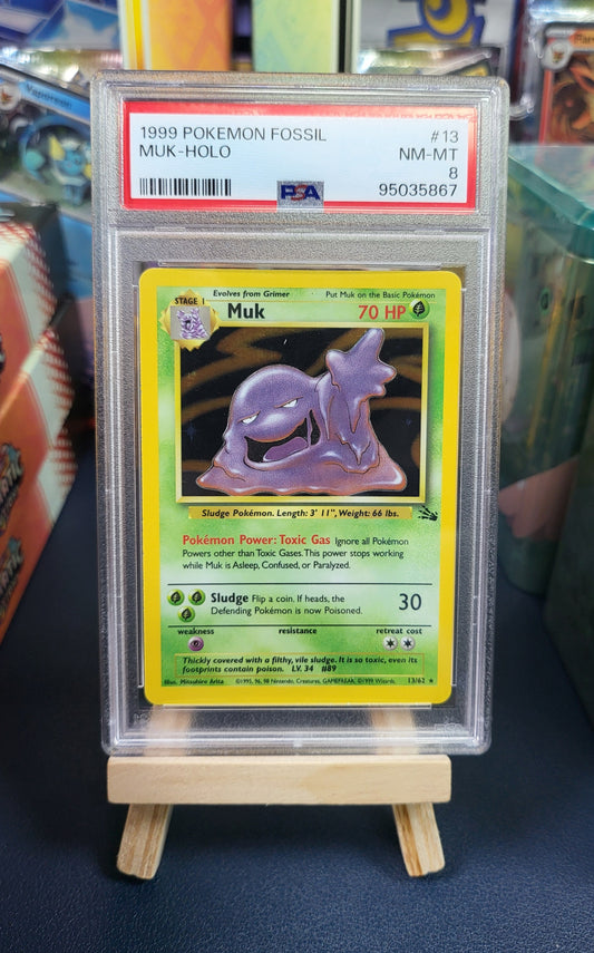 1999 Pokemon Fossil Muk-Holo #13 PSA 8