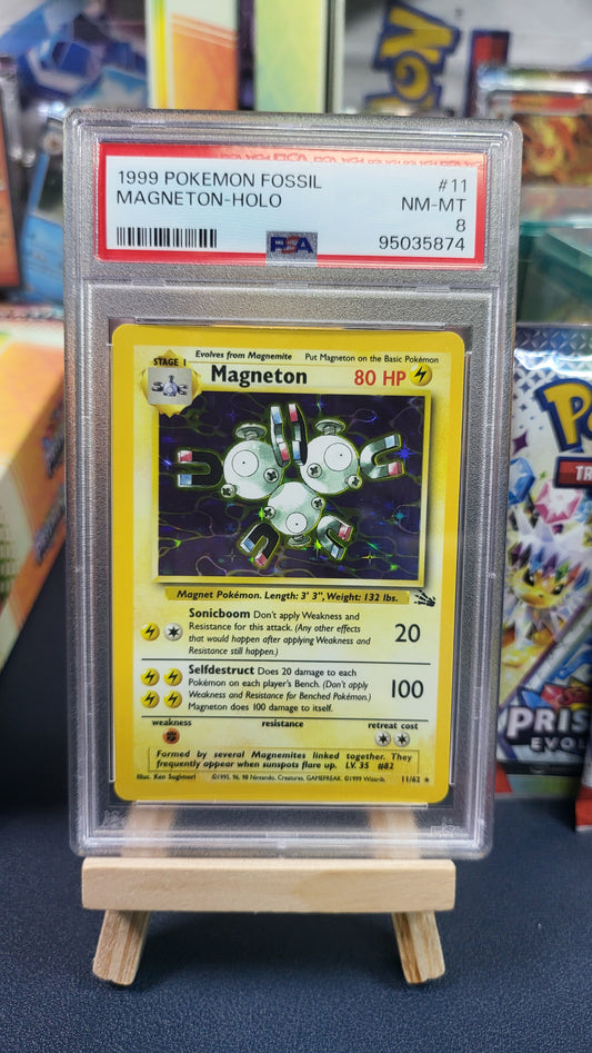 1999 Pokemon Fossil Magneton-Holo #11 PSA 8