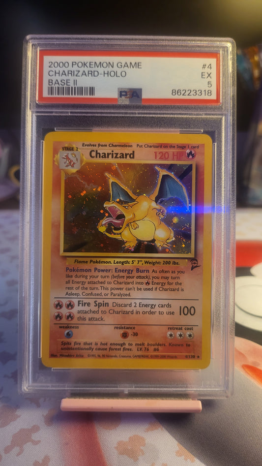 2000 Pokemon Charizard-Holo Base II #4 PSA 5