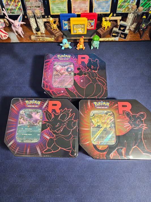 Pokémon TCG Team Rocket Tin Bundle – Mewtwo EX, Nidoking EX & Persian EX